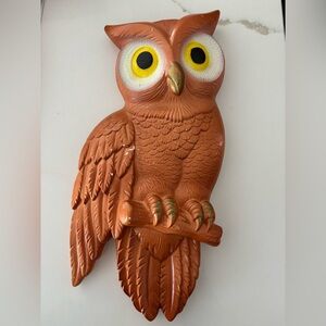 Vintage 1978 Miller Studio Chalkware Owl Brown Yellow Fall Wall Art 70s Decor